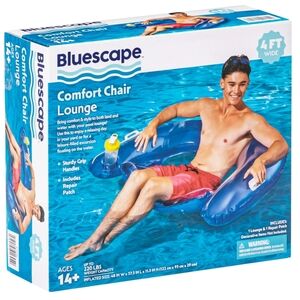 🆕Bluescape Inflatable Comfort Chair Lounge Pool Float, Blue, Age 14 & up Unisex